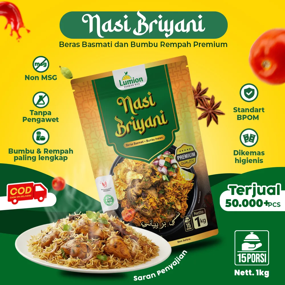 #3 Lumion Nasi Arab Briyani Instan 350gr Kabsah Bukhori Mandhee Kebuli 350gr Beras Basmati Bumbu Komplit Instant