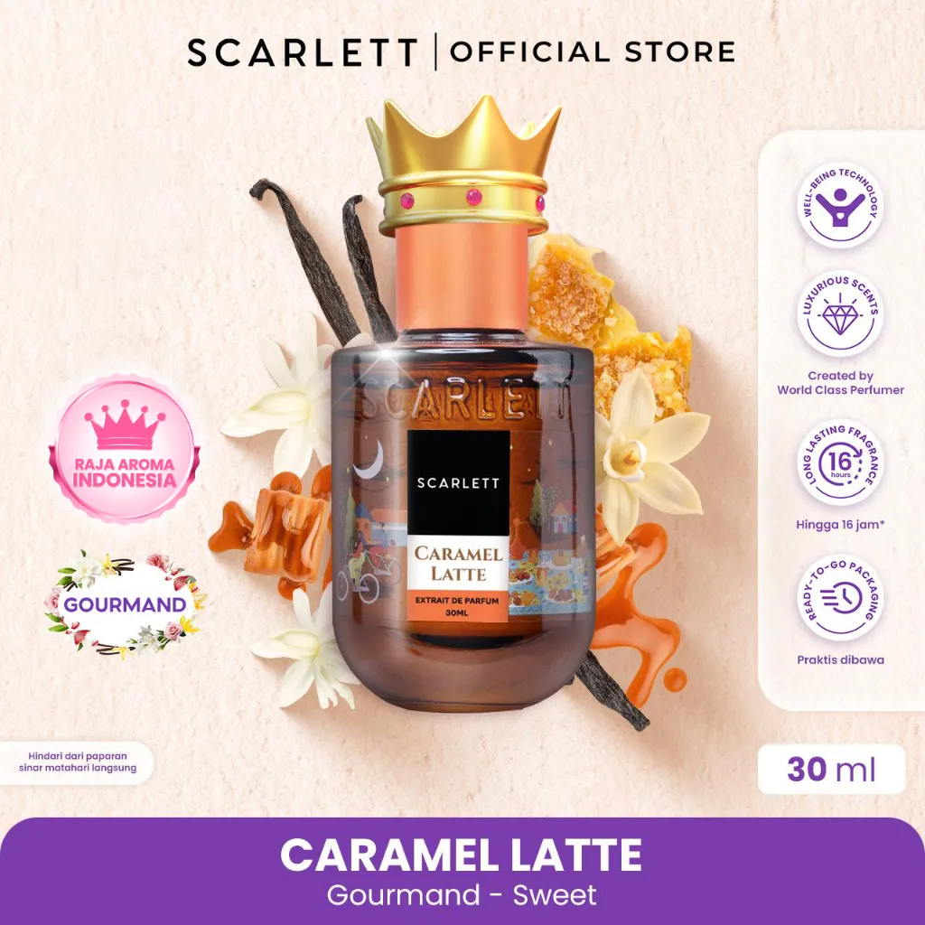 SCARLETT Caramel latte Extrait De Parfum 30ml Aroma Manis yang Menggoda Seperti Dessert Favorit! - Wangi Tahan Lama - Unisex - Parfum Wanita