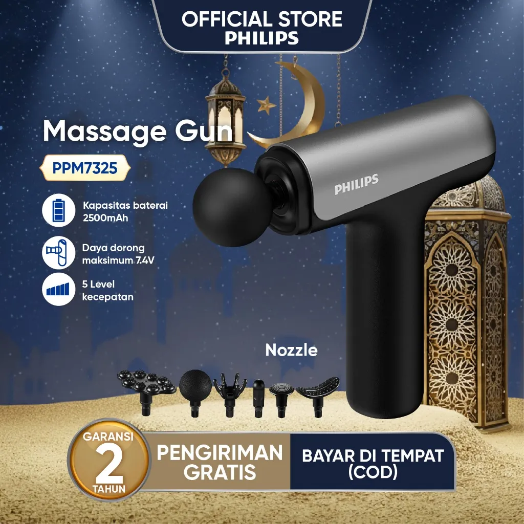 [Terbaik dalam rentang 1M] Philips Massager PPM7325 massage gun bantal pijat 8mm Kedalaman memukul