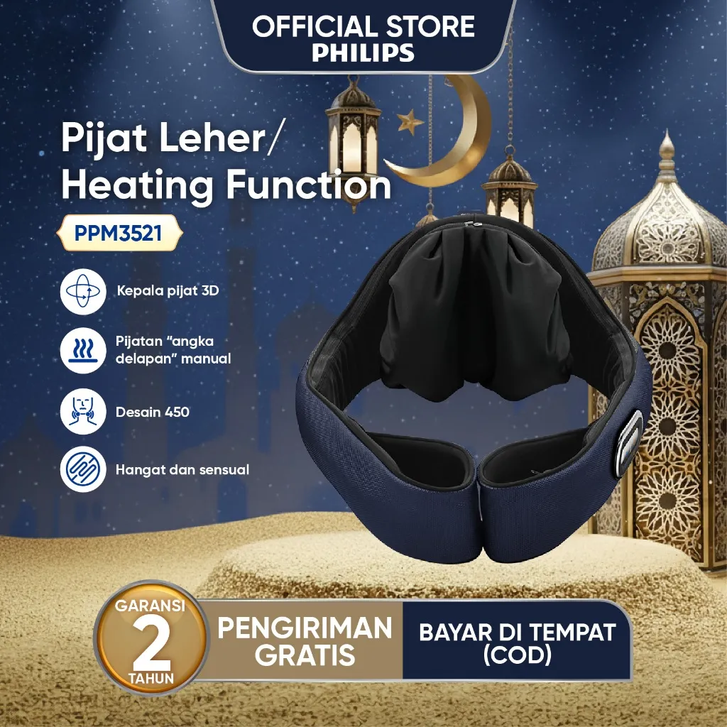 Philips Massager PPM3521 Neck Pijat 6 massage particles/Heating function/Wireless 110 minutes