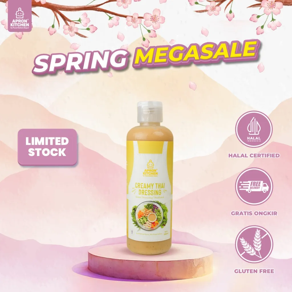 Apron Kitchen Kacang Thai Sangrai Saus Dressing Salad Rendah Kalori, Gluten Free Kemasan 250ml