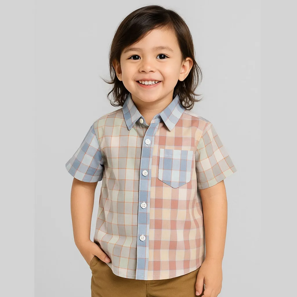 KIDTINK - Naka Shirt Kemeja Anak Laki Laki Lengan Pendek Motif - Kemeja Fashion Anak Laki