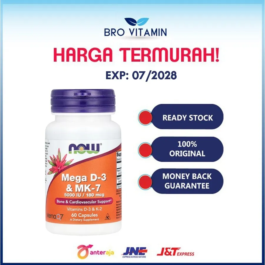 Now Foods Vitamin Mega D3 K2 MK7 5000 IU 60 Capsule | imun jantung kolestrol