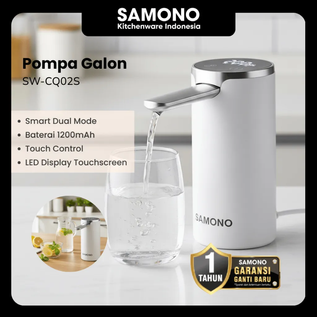SAMONO Pompa Galon Elektrik LED Touch Screen Rechargeable 1200mAh Food Grade Dispenser Portable Air Minum SW-CQ02S