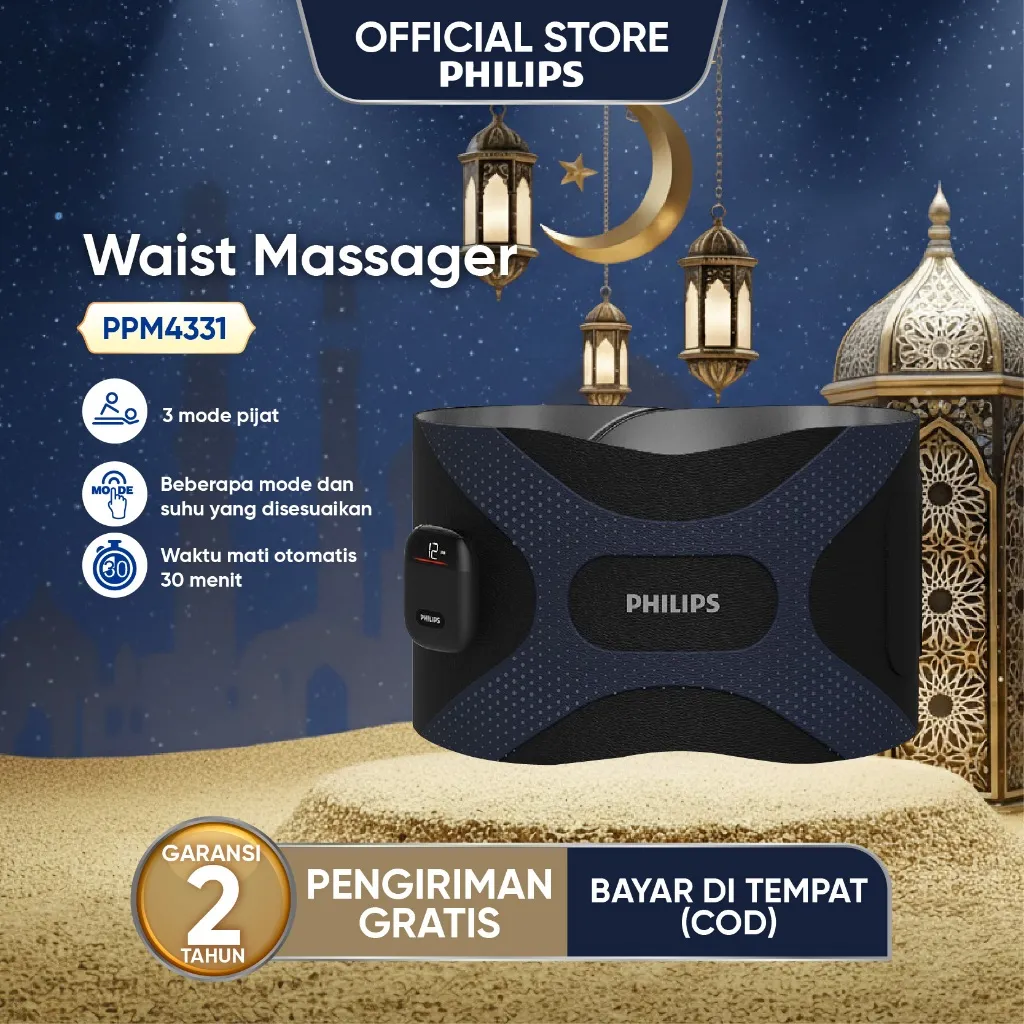 Philips Massager PPM4331 waist pijat 6 mode & 16 tingkat intensitas
