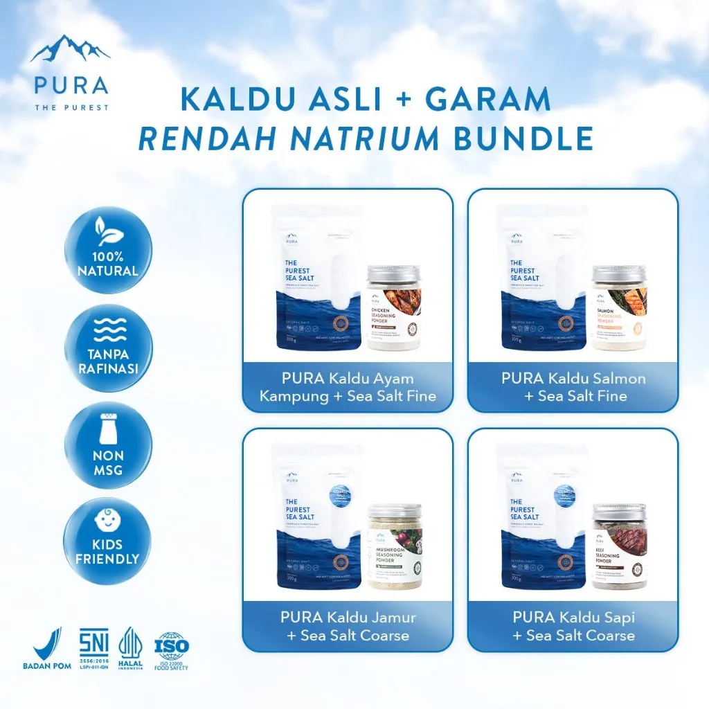 Pura [2PCS] Kaldu Asli Tanpa Gula Non MSG 100g + Garam Rendah Natrium 300g Bundle