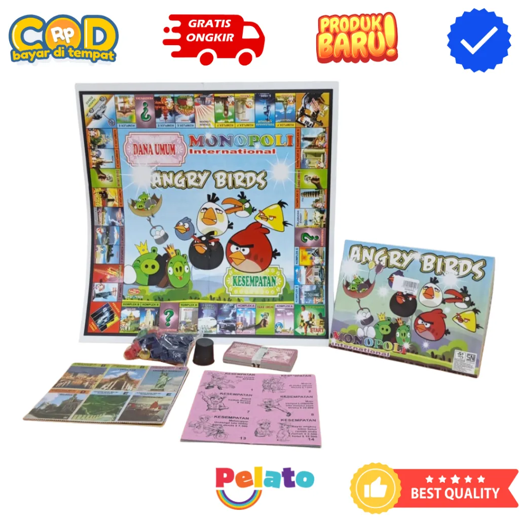 PELATO Monopoli Internasional Gambar Karakter Angry Bird, Barbie, Dunia (MNP)