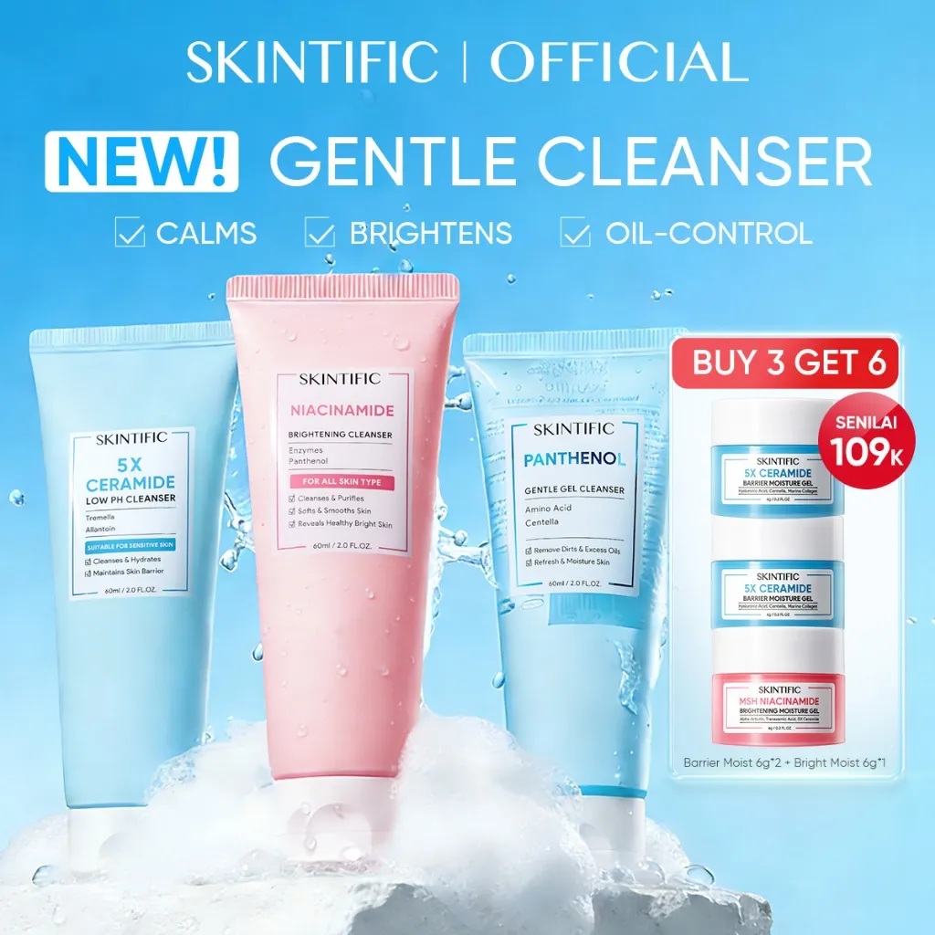 [BUY 3 GET 6] SKINTIFIC - Gentle Cleanser All-in-one | Travel Size Panthenol Gel / Brightening Niacinamide / Low pH Barrier 5X Ceramide Facial Wash 60ml