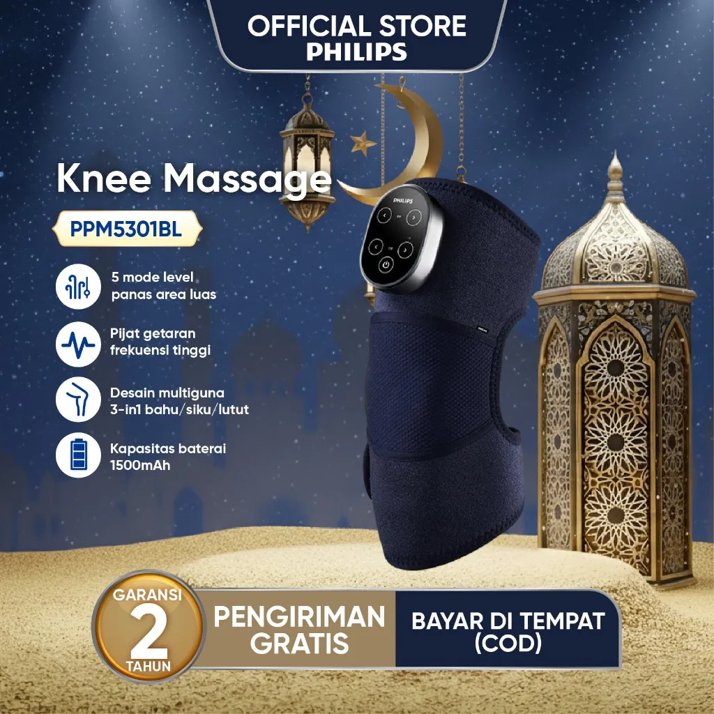 Philips massage PPM5301B Pijat knee menyeluruh 3D kompres hangat tanpa kabel