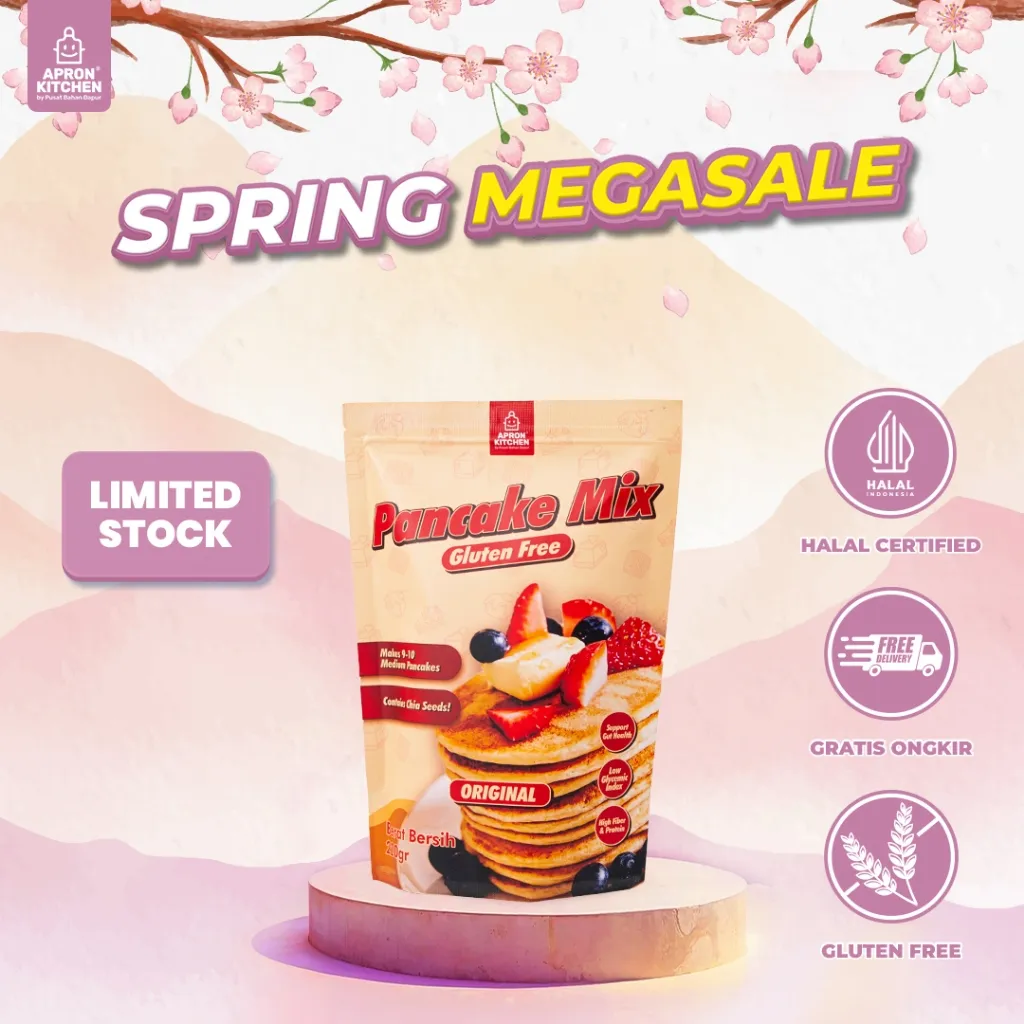 Apron Kitchen Gluten Free Pancake Waffle Mix with Chia Seeds (Tepung Premix Bebas Gluten untuk Pancake dan Waffle)