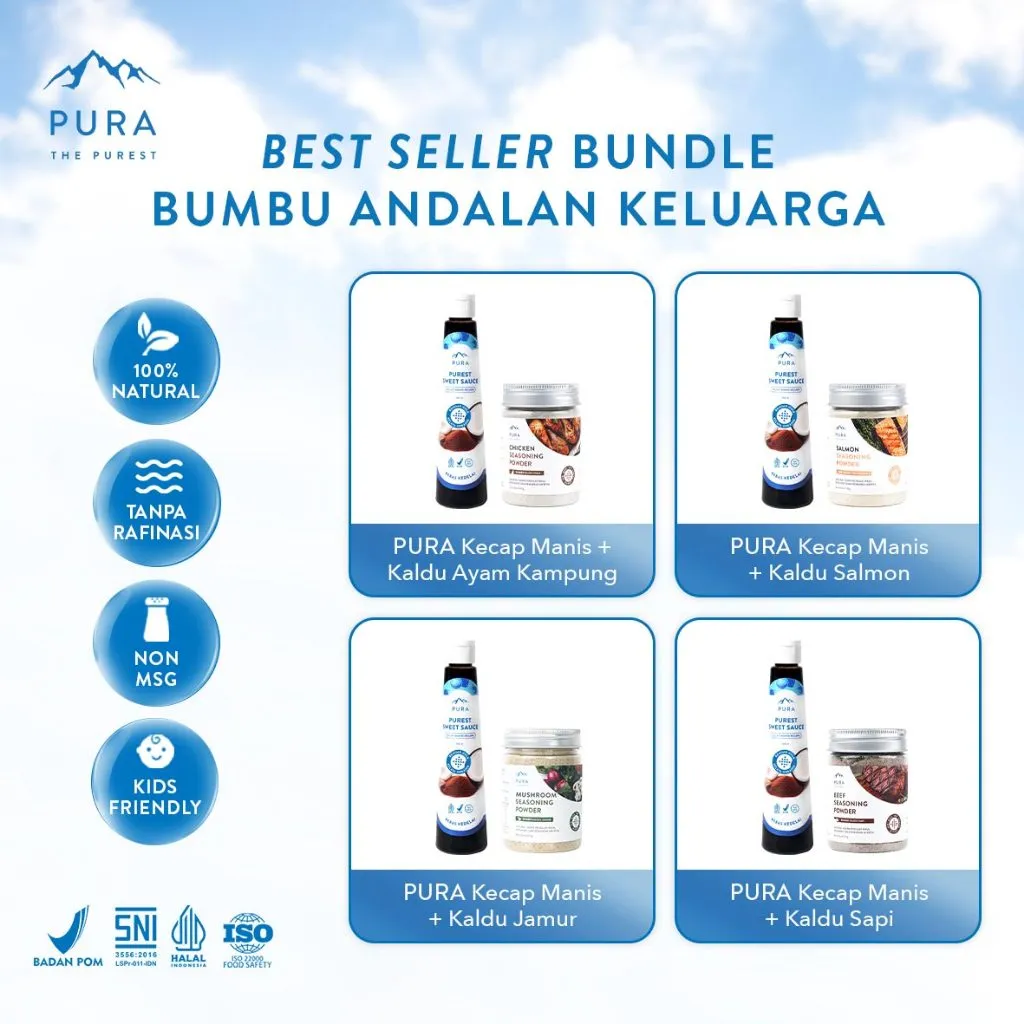 Pura Best Seller Bundle Bumbu Andalan Keluarga! [2PCS] Kaldu Asli Non MSG 100gr + Kecap Manis Rendah Gula Soy-Free 200ml