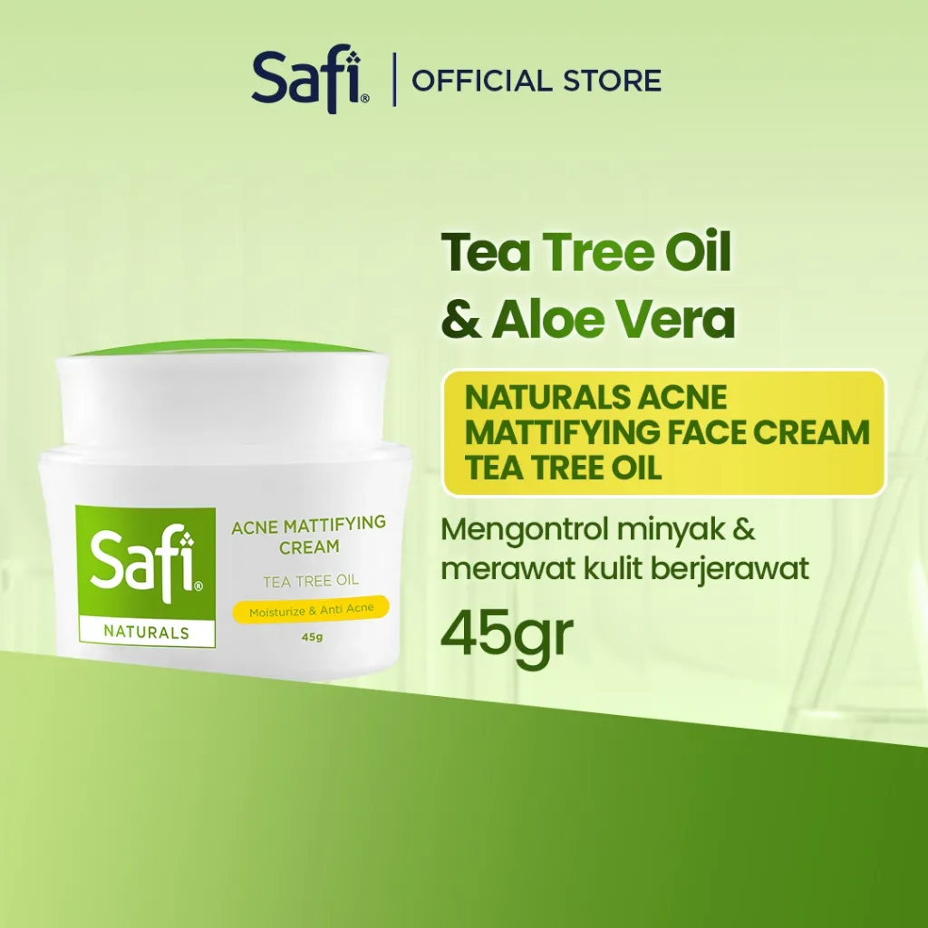 Safi Naturals - Acne Mattifying Face Cream Tea Tree Oil Jerawat 45gr - Pelembab Wajah