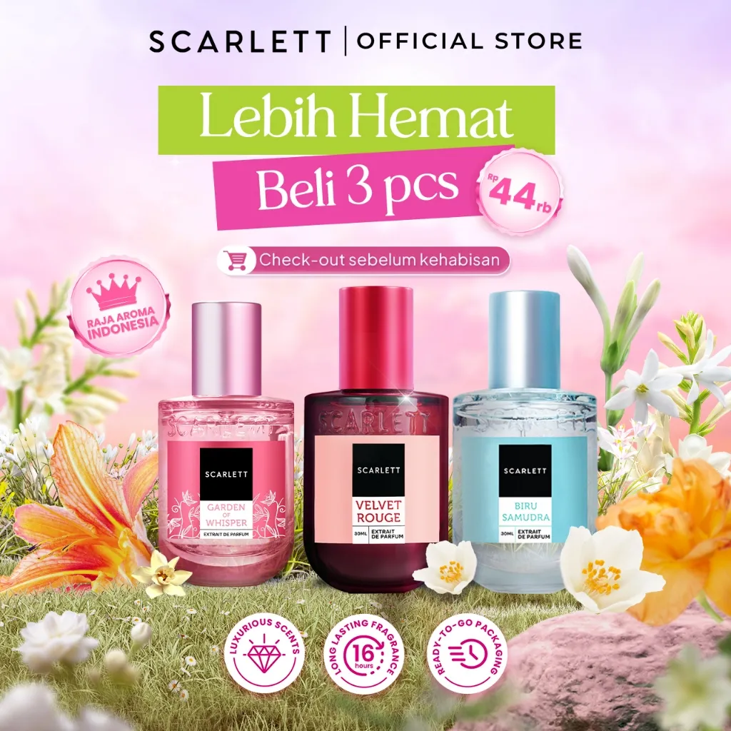 [MIX 3 PARFUM - BEBAS PILIH VARIAN] SCARLETT Eau De Parfum & Extrait De Parfum 30ml Wangi Tahan Lama - Wangi Mewah