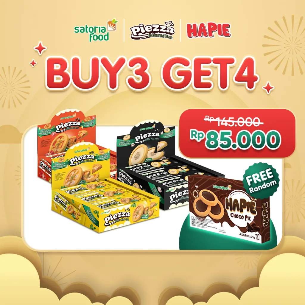 SatoriaFood - [BUY 3 GET 4] Piezza Paket Bundle 3 Box 252gr Rasa Mix Bolognese Truffle Mushroom Pepperoni (21gr x 12 bungkus) GET FREE Hapie 84g Cemilan Biskuit Mini Pizza Halal BPOM