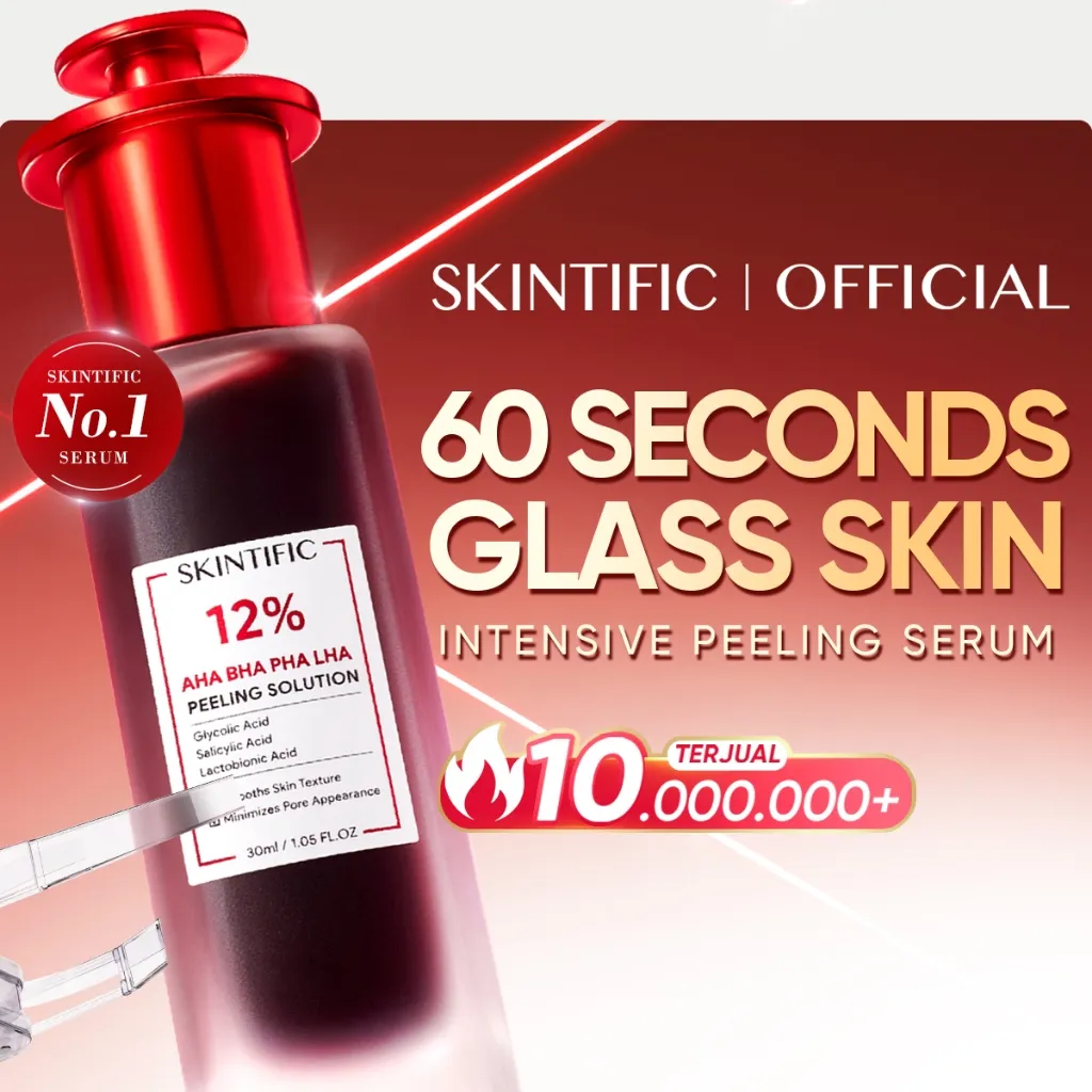 SKINTIFIC – 12% Acid Peeling Solution Glowing Serum Essence Eksfoliasi Wajah & Tubuh Cocok untuk Kulit Berjerawat, Komedo, Blackhead & Tekstur Kasar Membantu Mengurangi Jerawat & Komedo, Menghaluskan dan Mencerahkan Kulit & Glowing Anti Acne/ Retinol