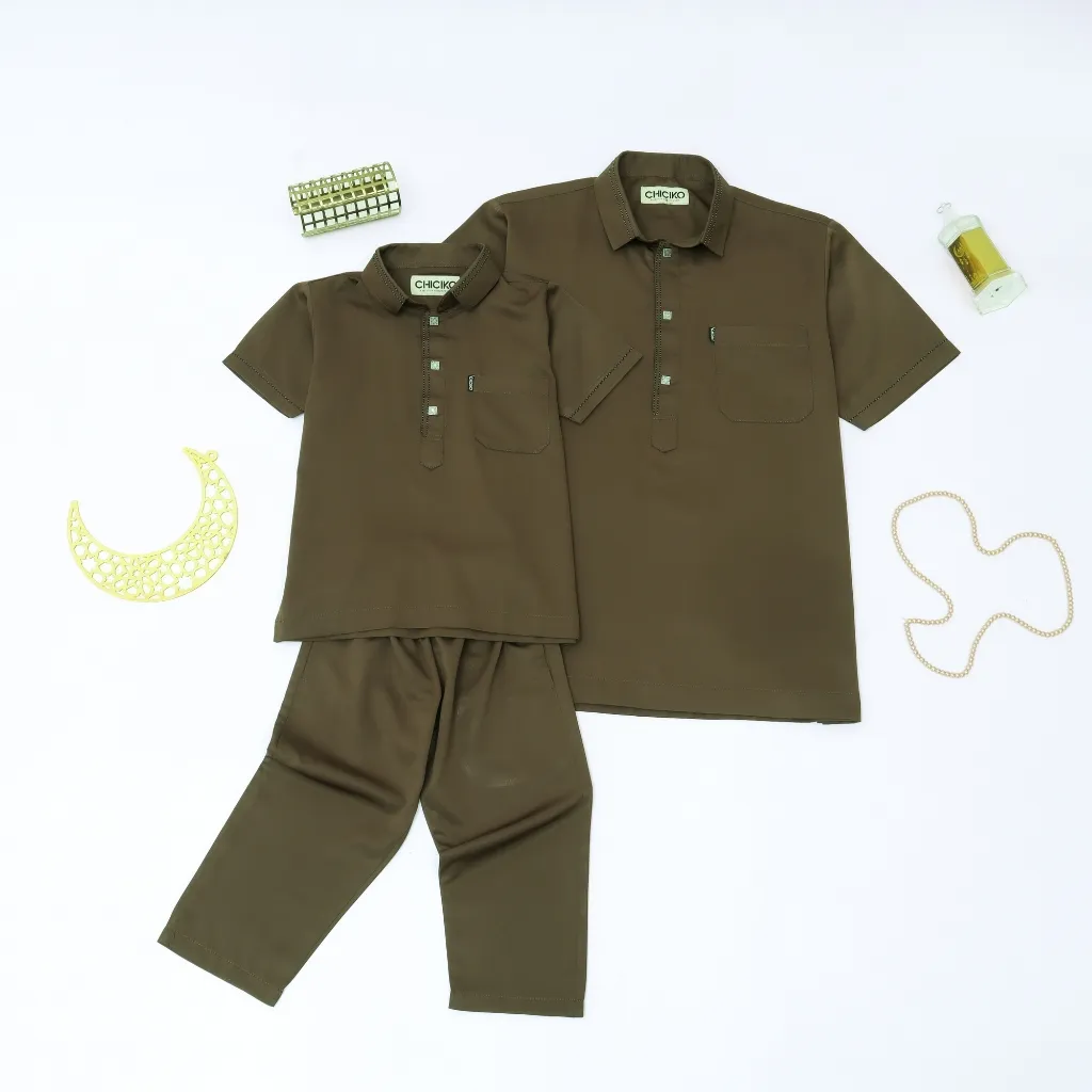 Chiciko - Setelan Koko Couple Ayah Dan Anak Laki-Laki Variasi Smok Lengan Pendek Tesla Terbaru 2026