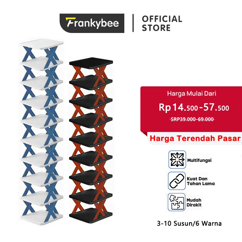 Frankybee Rak Sepatu X Plastik 3-10 Susun / Sepatu Susun Rak / Tempat Sandal Ak Sepatu x