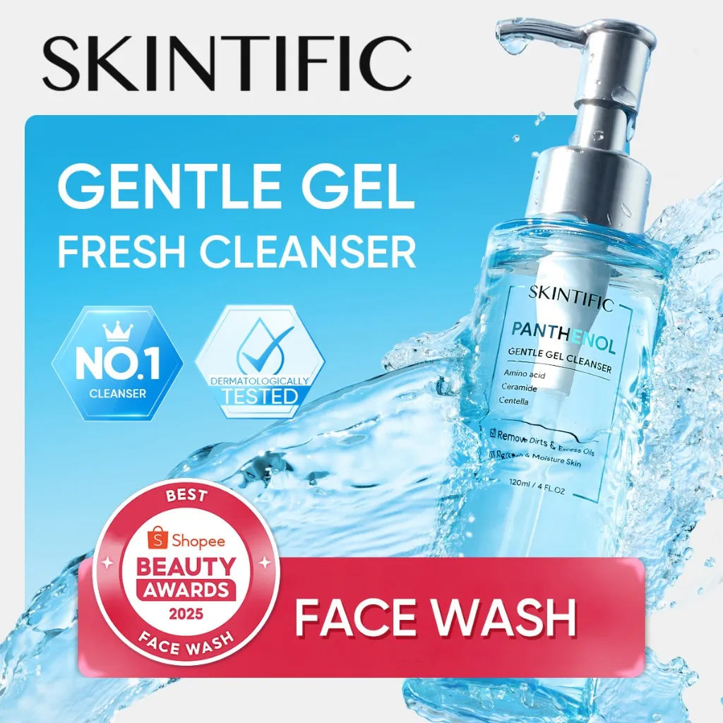 SKINTIFIC - Panthenol Gentle Gel Cleanser 120ml | Sabun Pembersih Wajah Gentle Ultimate Moisturizing Pembersihan Pori-pori Kulit Berminyak Sabun Cuci Muka Oil Control Deep Clean Facial Wash Acne Prone Skin 3pcs Bundle