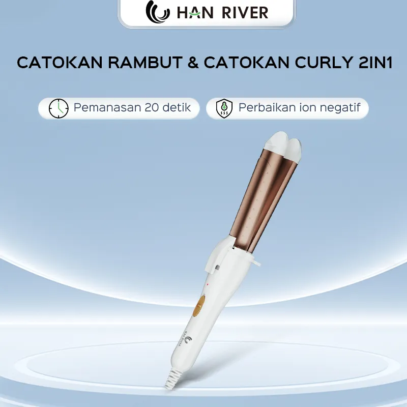 HAN RIVER Catokan Rambut Curly 2in1 Pemanasan 20 Detik Catokan