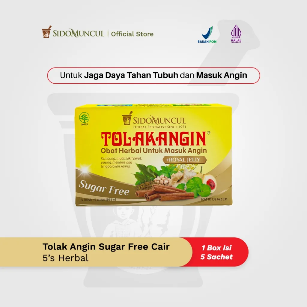 Tolak Angin Bebas Gula Cair Dus 5's Herbal - Masuk Angin