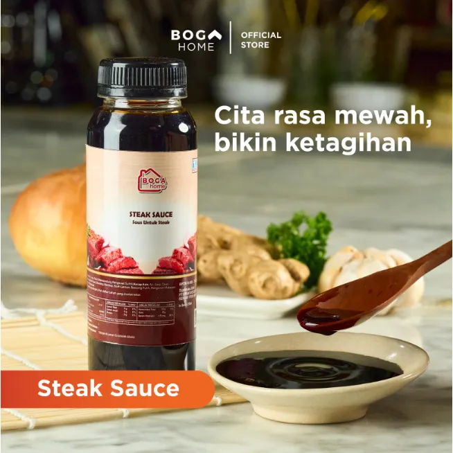 Boga Home Steak Sauce 250ml - Saus Steak Kecap Pedas dengan Aroma & Rasa Khas Lezat dari Bahan Pilihan Berkualitas & Proses Steril