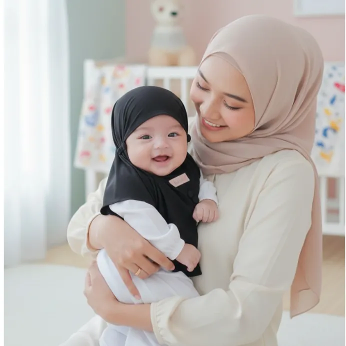 BEBICA Hijab Newborn Simmy Hijab Bayi 0-6 Bulan Hijab Bayi Premium