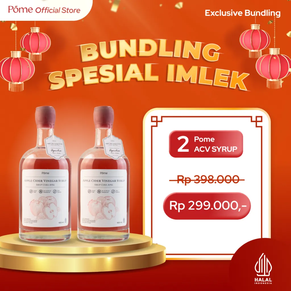 Bundling Spesial Imlek | 2 Pome Apple Cider Vinegar Syrup (ACV) Bebas Gula