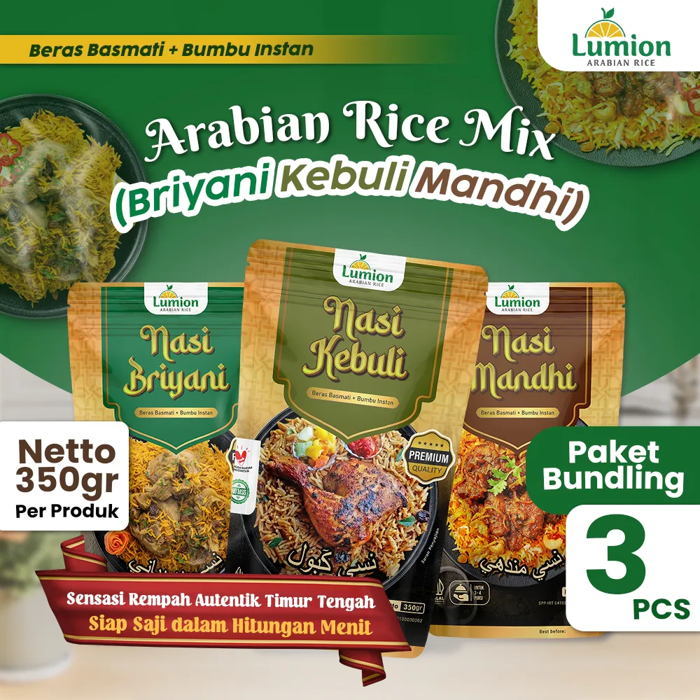 Arabian Rice 350 gr Isi 3 Varian Kebuli Mandhi Briyani – Lumion Food Indonesia