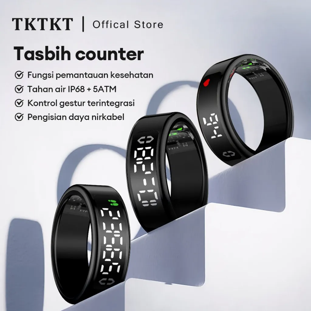 TKTKT tasbih digital cincin Counting Ring Digital-Hitung Zikir Otomatis Cincin pemantau detak jantung dan tekanan darah Pedometer Bluetooth jam cincin digital smart ring