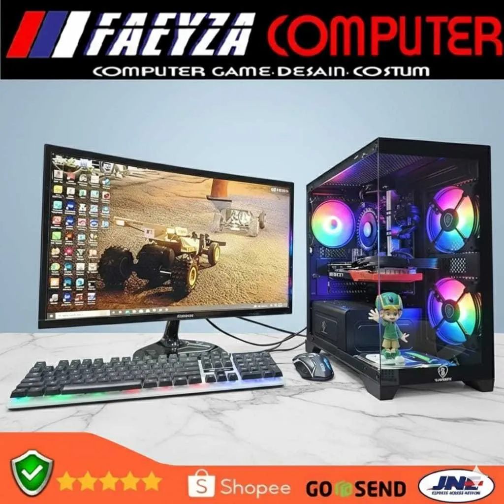 PC Gaming Fullset AMD Ryzen 5 5600GT SSD 128GB lengkap LED 24 inc Keyboard Mouse GAMING