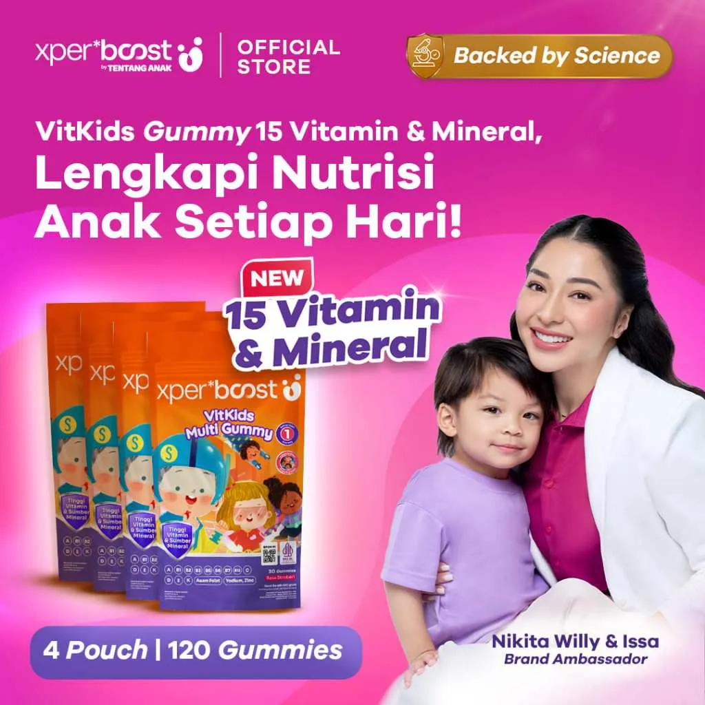 Expert Boost - Paket Bundling 4 Pouch VitKids Gummy Multivitamin Anak x 30 pcs