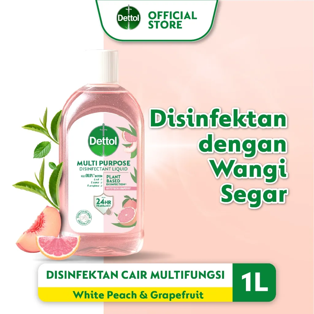 Dettol Multipurpose Disinfectant Liquid Peach & Grapefruit Homes with Pets 1L - Disinfektan Wangi Area Hewan Peliharaan