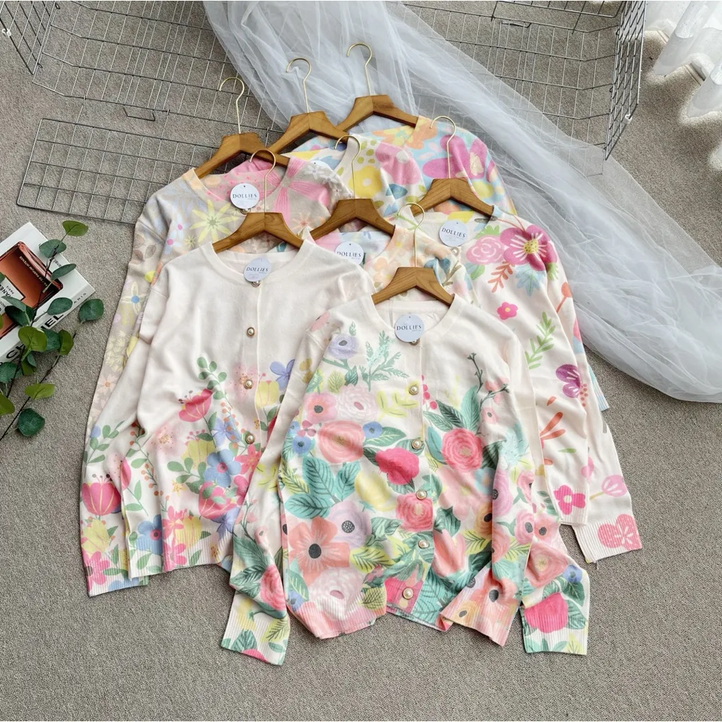 ZERNILA FLORA SWEATER  CARDIGAN RAJUT KOREAN STYLE | CARDIGAN WANITA MOTIF BUNGA PREMIUM OUTER