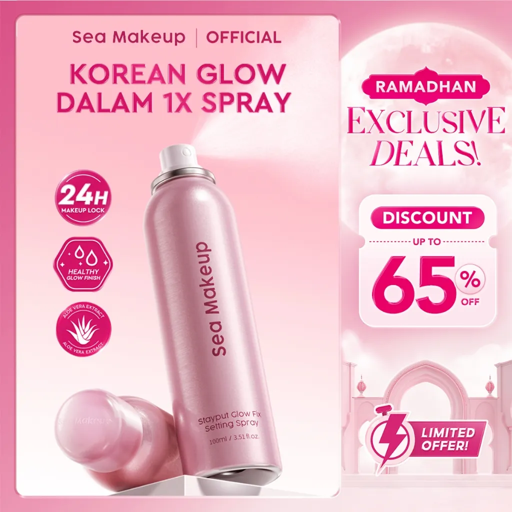 [NEW LAUNCH NOW!] Sea Makeup Stayput Glow Fix Setting Spray - Longlasting Makeup 24 Jam Continuous Glowing Korean Glass Skin with Aloe Vera Extract Finish Fine Mist Spray Primer Makeup Kosmetik Wajah Tahan Lama