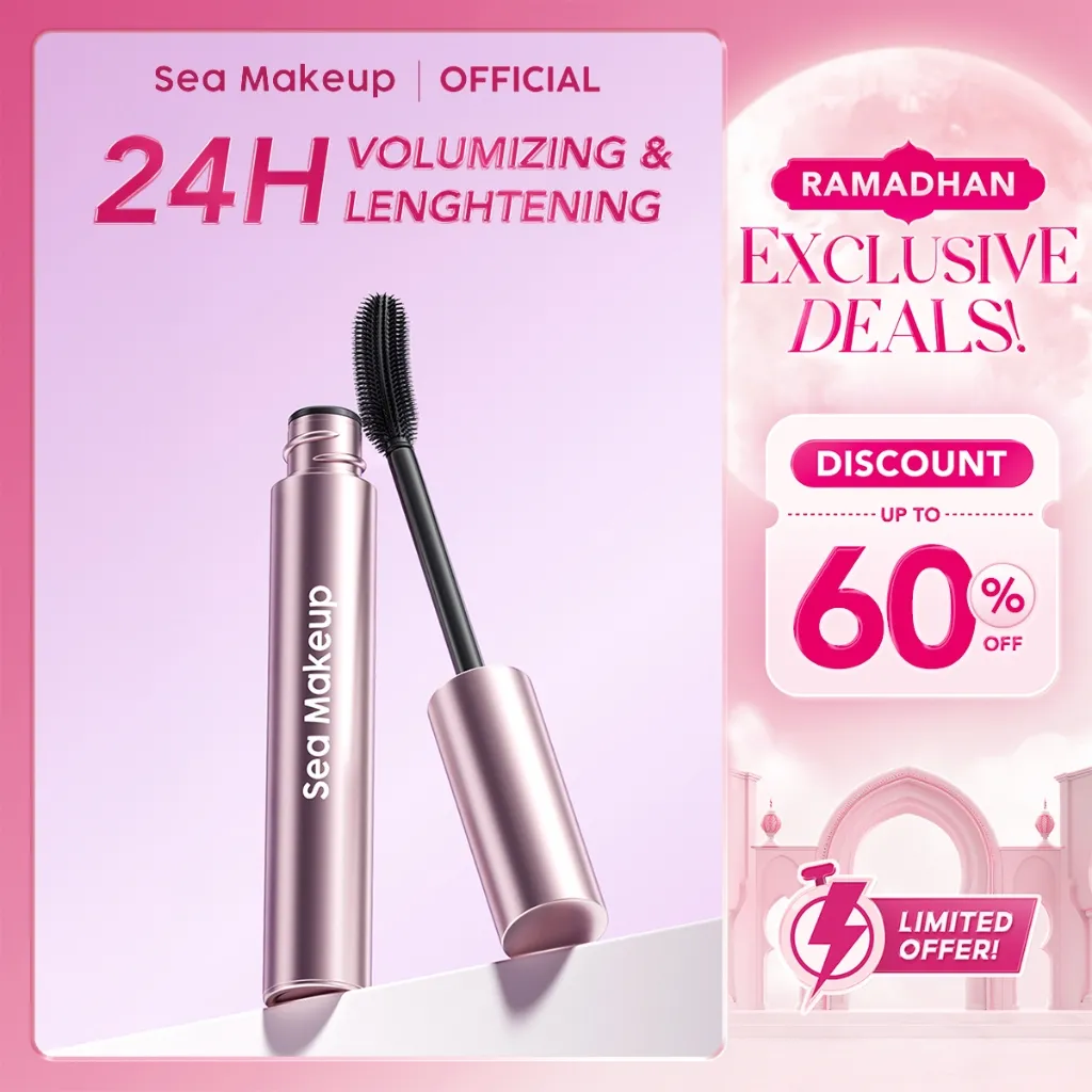Sea Makeup Heavy Duty Waterproof Mascara – Maskara Waterproof & Smudgeproof, Memanjangkan, Melentikkan & Melebatkan Bulu Mata, Tahan Air & Minyak hingga 24 Jam