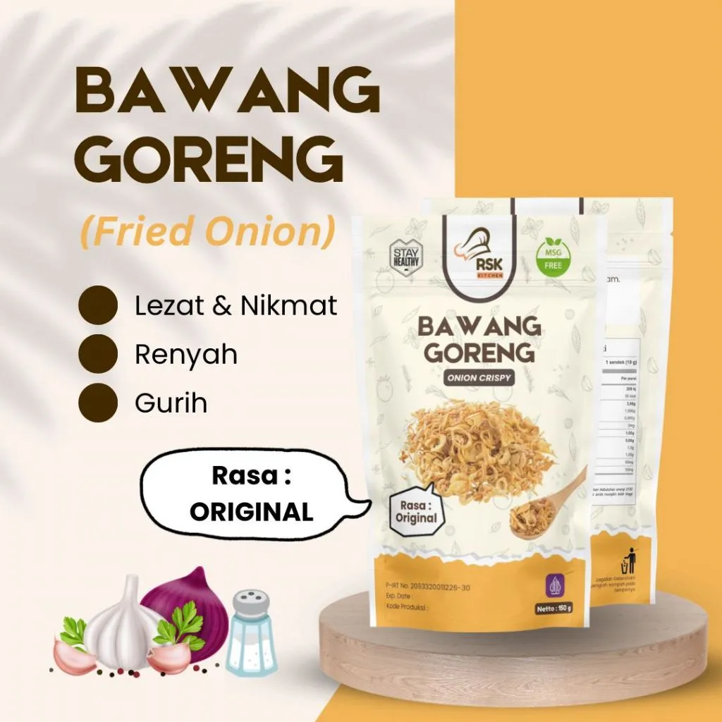 BAWANG GORENG PREMIUM 100% RSK Kitchen Tanpa Campuran Tepung Bawang Goreng