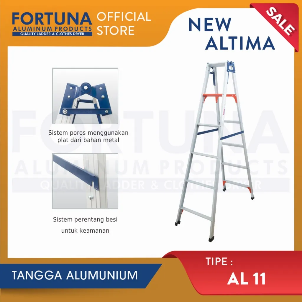 Fortuna Tangga Lipat Aluminium New Altima 200 Cm AL-11 Step
