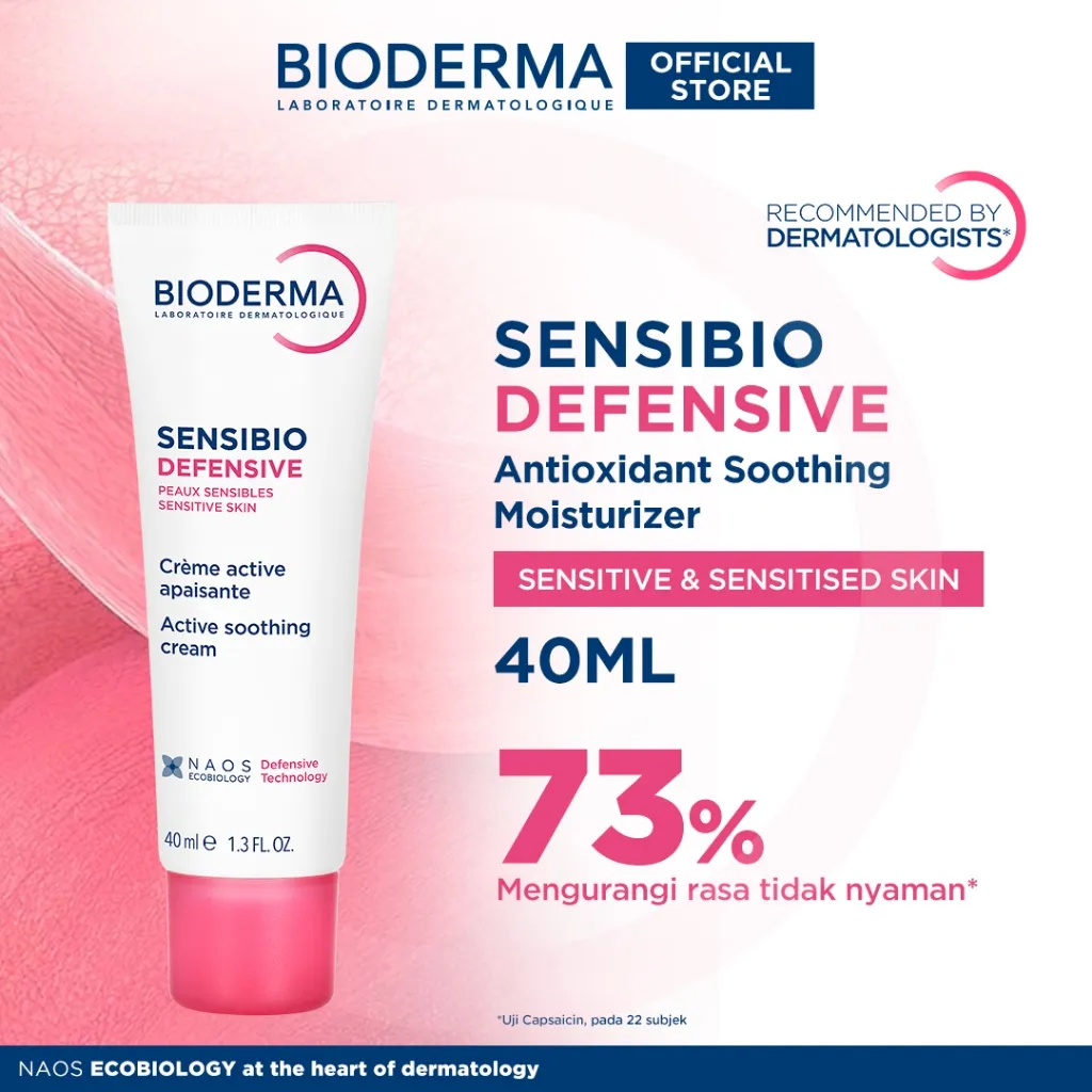 Bioderma Sensibio Defensive 40 ml - Antioxidant Soothing Moisturizer untuk Kulit Sensitif