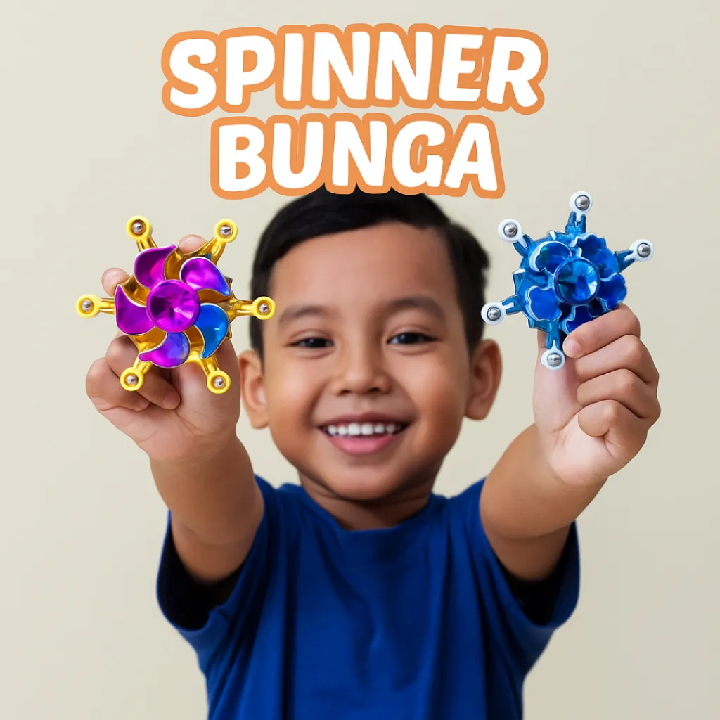 Mainan Fidget Spinner Bunga Metalik 12P Terbaru Berputar Lancar Penghilang Stres Anak Murah