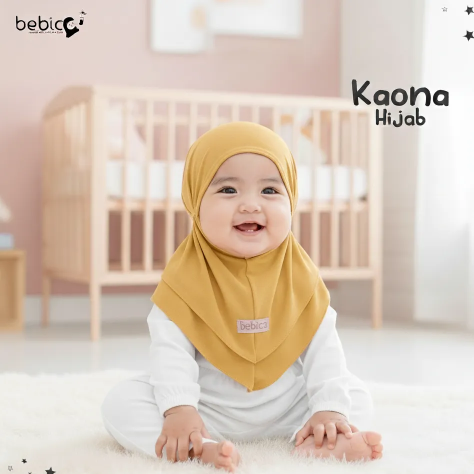 BEBICA - Kaona Hijab Newborn | Hijab Bergo Bayi Baru Lahir | Hijab Bayi 0-6 bulan bahan jersey