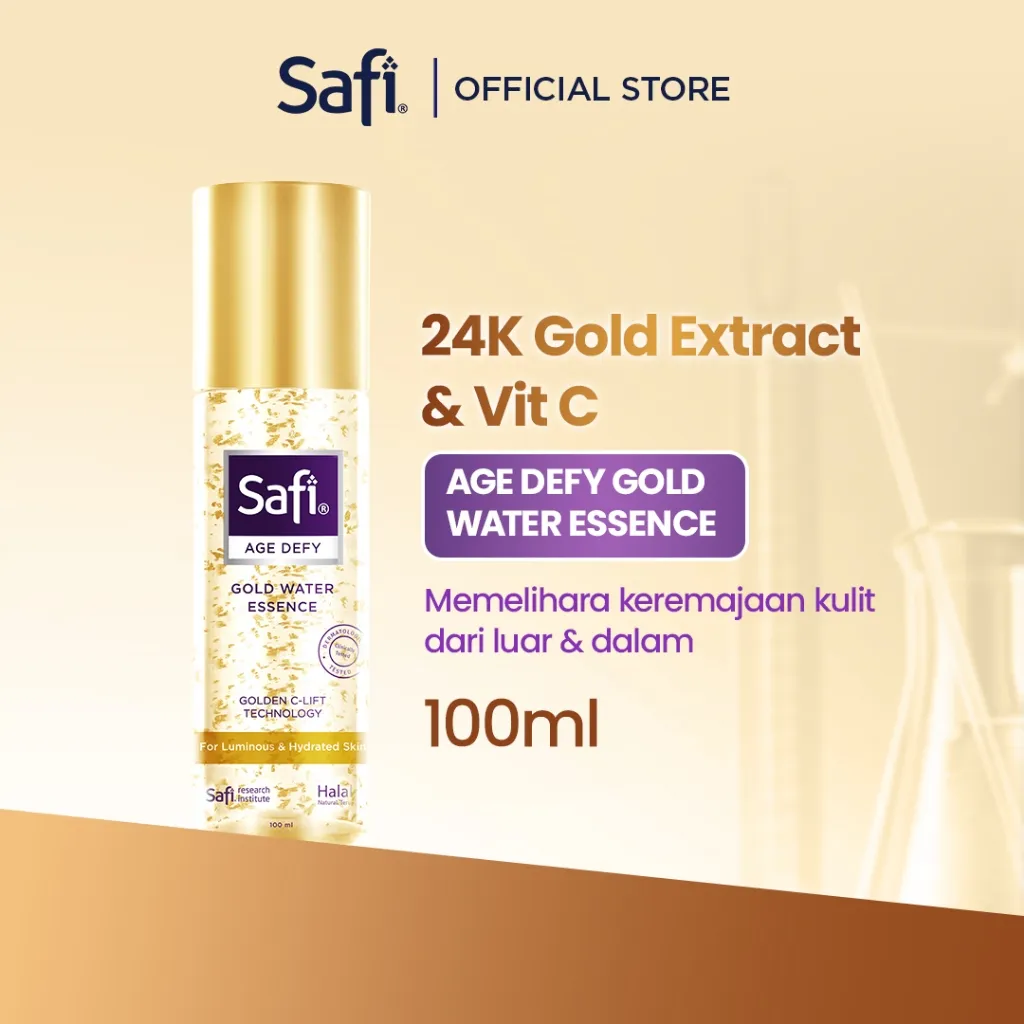 SAFI - Age Defy - Gold Water Essence 100ml - Serum Wajah Anti Aging, Anti Penuaan, Mengencangkan dan Mencerahkan Kulit