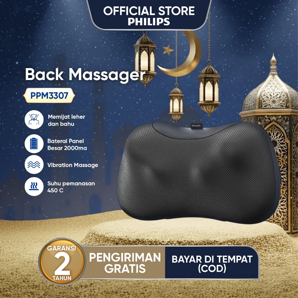 [BARU] Philips Massager PPM3307 Pijat Bahu Dan Tulang Belakang Leher Multifungsi / Bantal Pijat / Alat Pijat Punggung / Bantal Pijat Elektrik