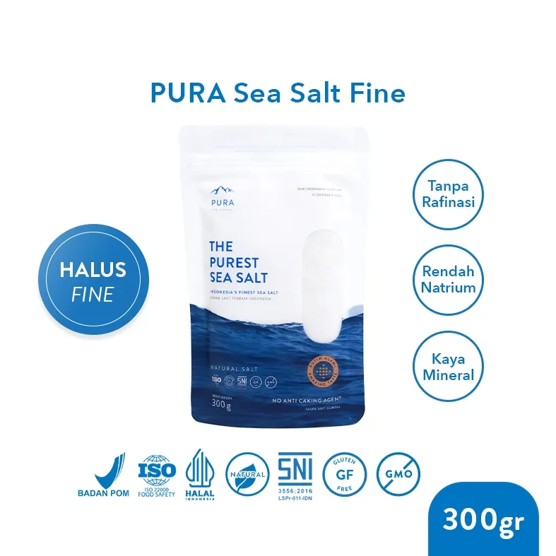 Pura Sea Salt Fine (300gr) - Garam Laut Halus - Garam Organik - Garam Natural - Garam Laut Murni - Garam Sehat - Garam Rendah Natrium - Garam Sehat