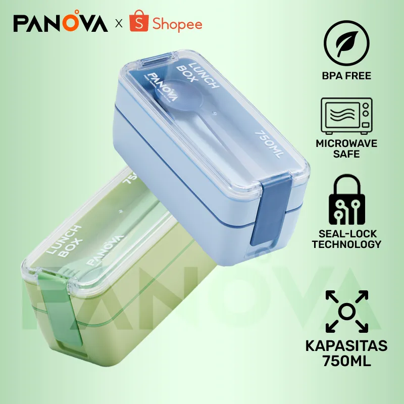 BONBOX Lunch Box 750ML - Kotak Makan Anti Tumpah Aman Microwave & Food Grade FREE Sendok Garpu Desain Minimalis untuk Bekal Sekolah/Kantor - BTE50501