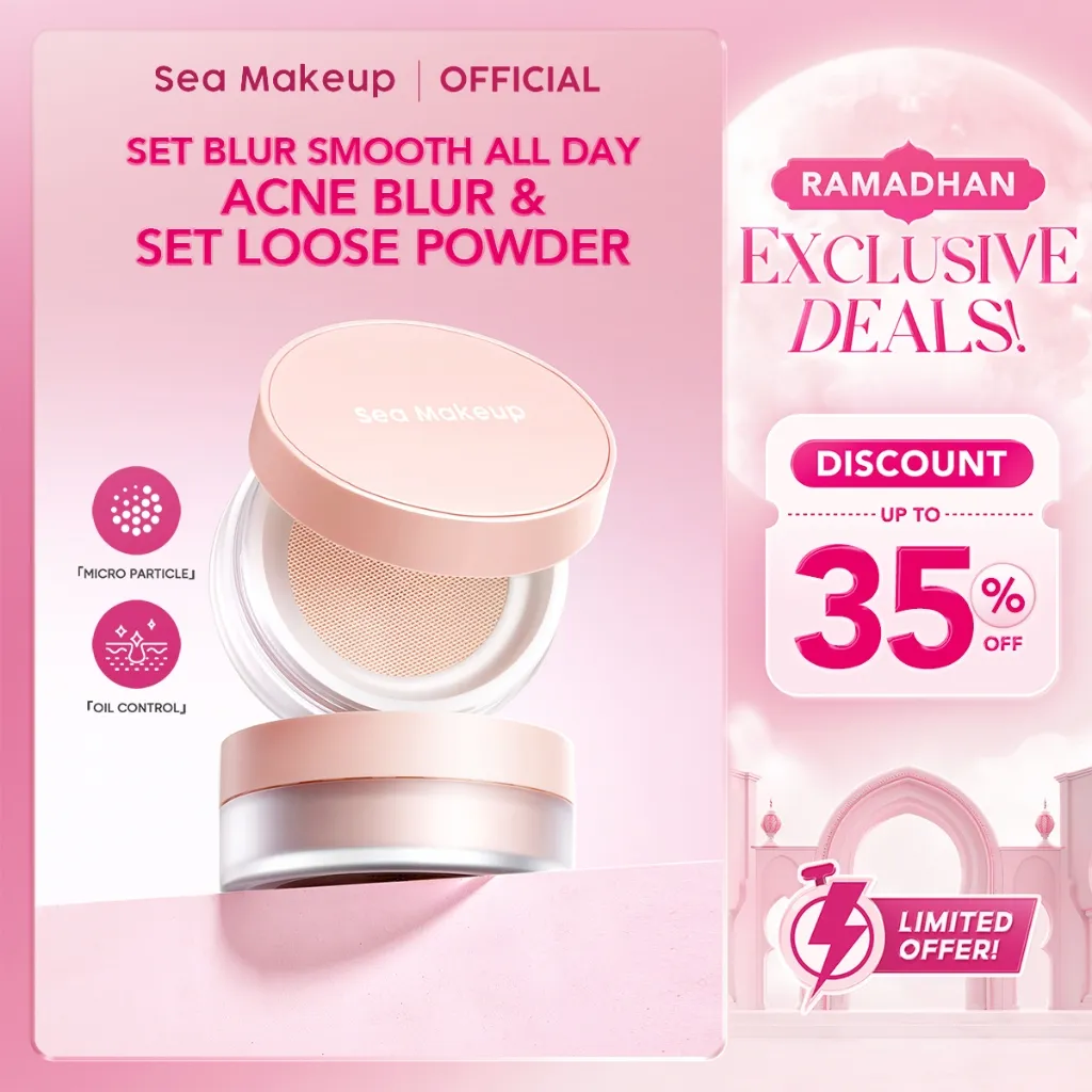Sea Makeup Acne Blur and Set Loose Powder – Bedak Tabur Oil Control dengan Butiran Halus, Setting Powder & Powder Foundation Natural