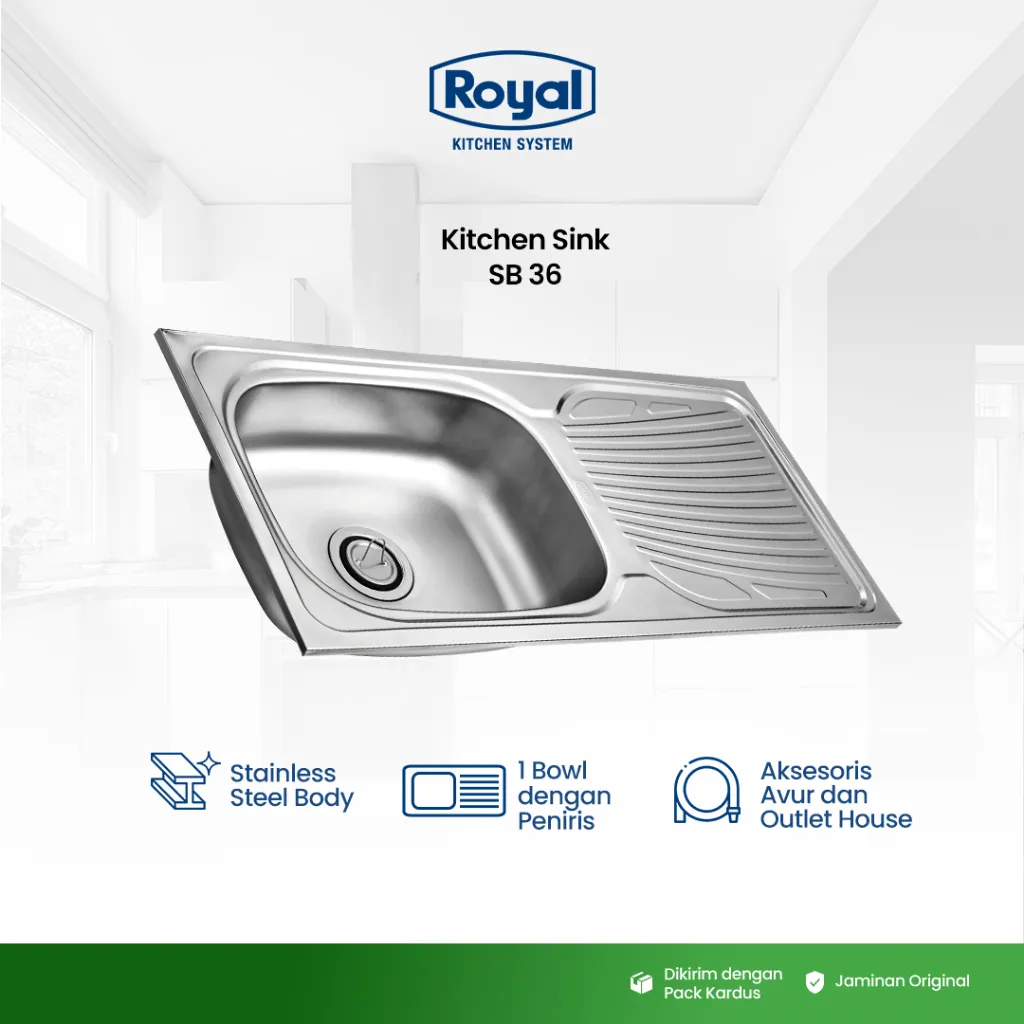 Royal Kitchen Sink Wastafel Dapur SB 36 | Bak Cuci Piring 96 x 43 Cm
