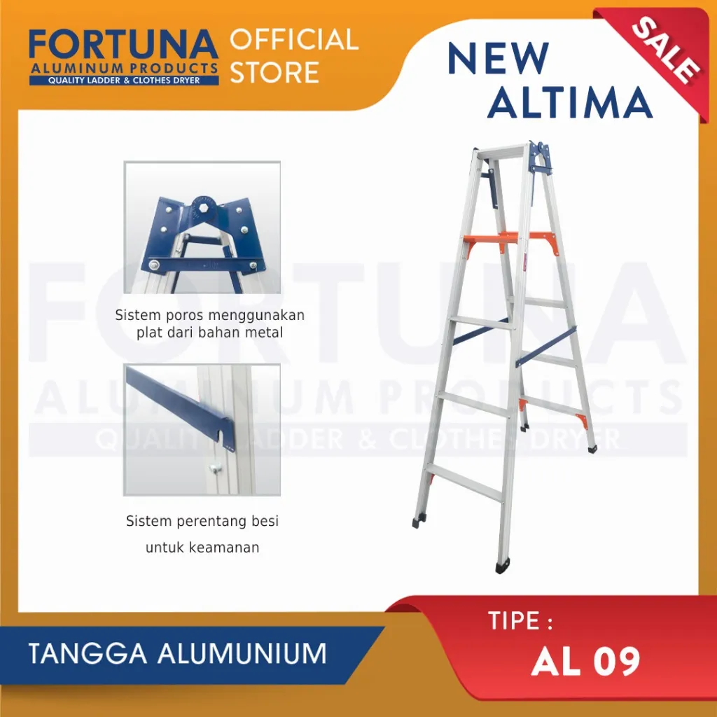 Fortuna Tangga Lipat Aluminium New Altima 175 Cm AL-09 Step