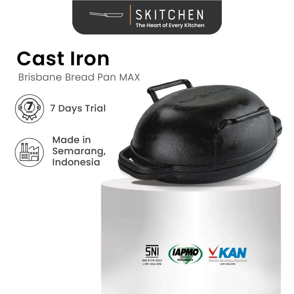 SKITCHEN Cast Iron Brisbane Bread Pan MAX–Alat Panggangan Loyang Sourdough Premium Tahan Panas