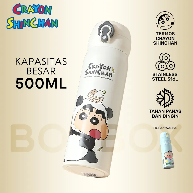 BONBOX Tumbler Botol Minum Anak Karakter Shinchan Special Edition 500ml - Stainless Steel 316L, Tahan Panas Dingin Anti Bocor BPA Free (100% ORI) FU-24-1435SC/1619SC