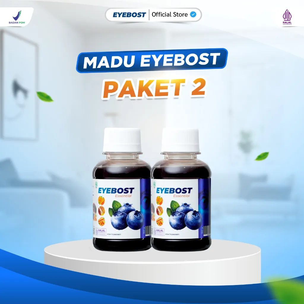 Paket 2 Botol Eyebost Asli Madu Herbal Vitamin Mata Bantu Atasi Mata Minus Buram Obat Mata Katarak